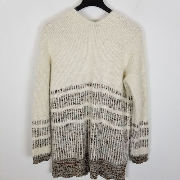Charlie B Women Textured Fizzy Cardigan Sweater Sz L Beige Long Open Front Cozy - Picture 4 of 7